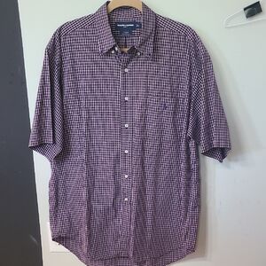 Ralph Lauren Golf Men's Navy Red White Checkered Shirt 100% Cotton Size Large